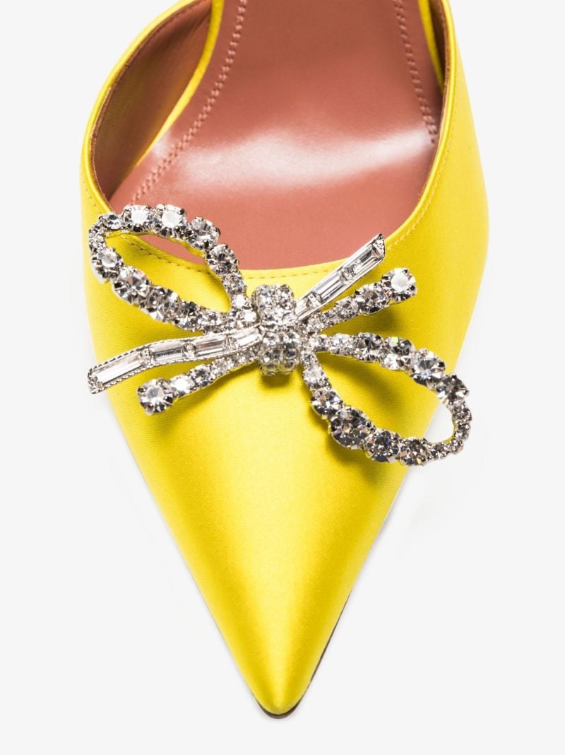 Yellow Rosie 95 Crystal Slingback Satin Pumps