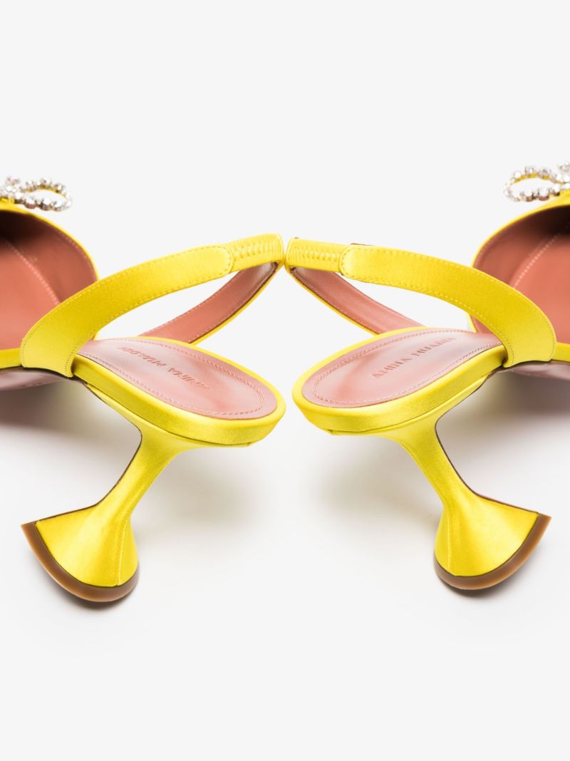 Yellow Rosie 95 Crystal Slingback Satin Pumps