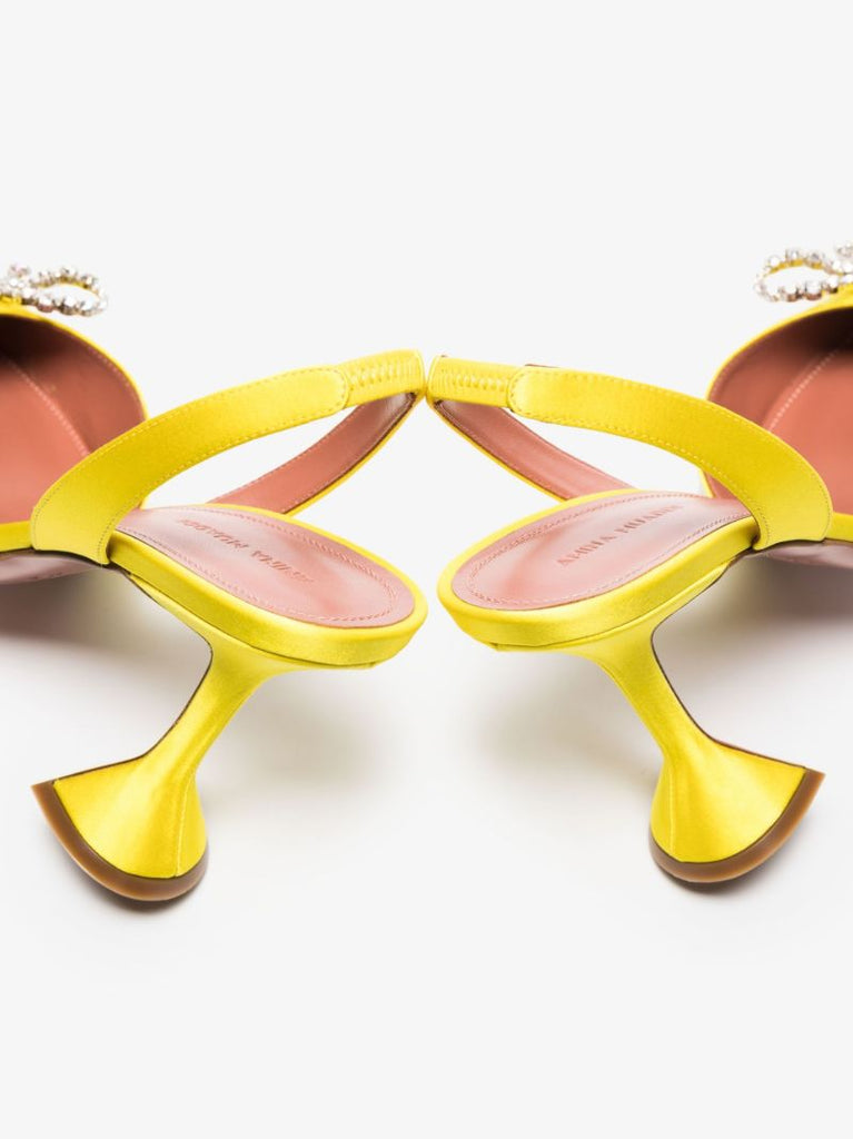 Yellow Rosie 95 Crystal Slingback Satin Pumps