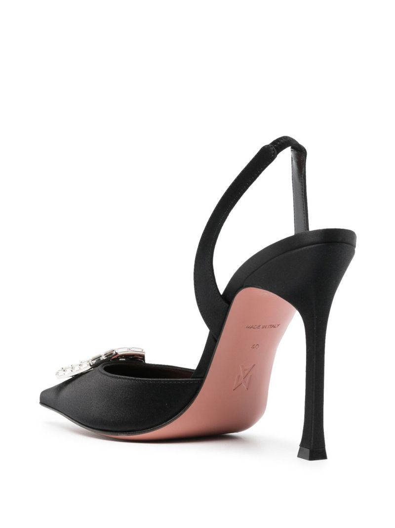 Black Camelia 105 Crystal Slingback Satin Pumps