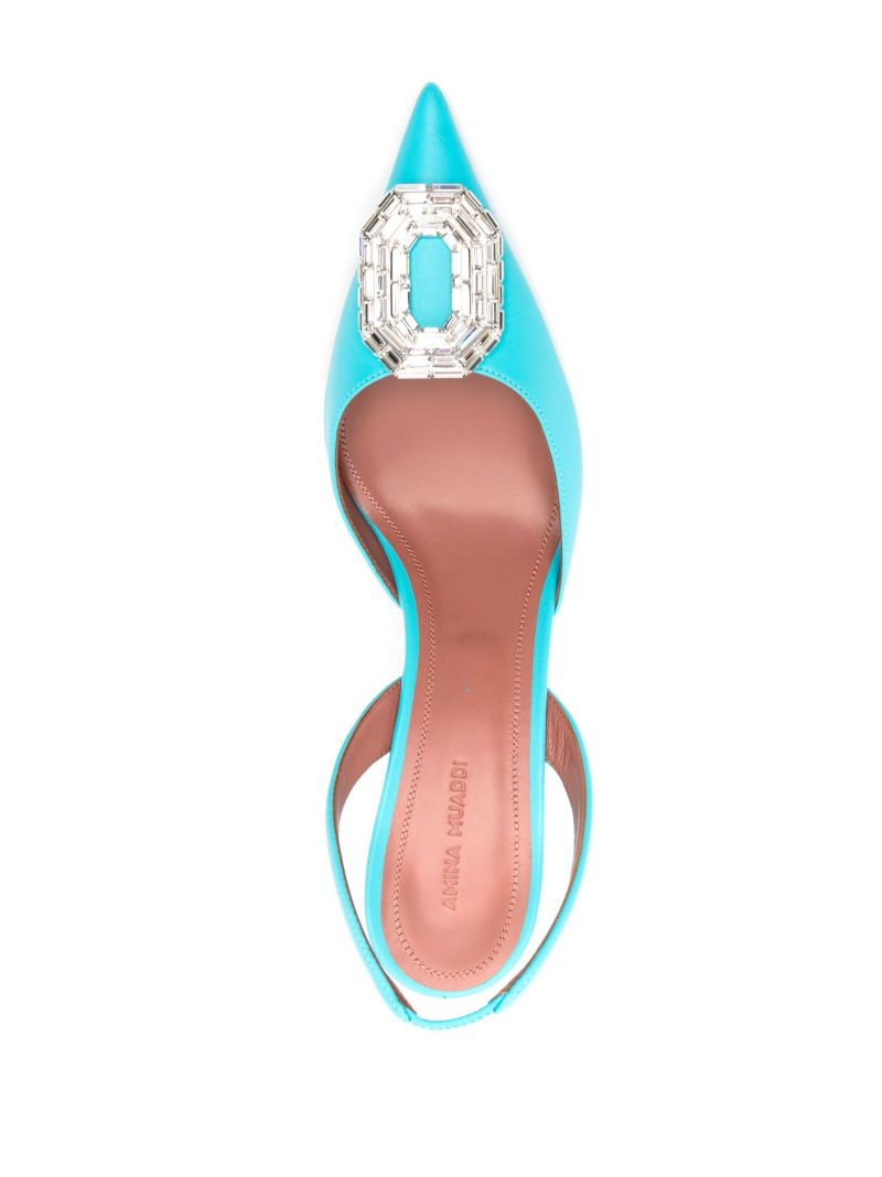 Blue Camelia 90 Crystal Leather Slingback Pumps