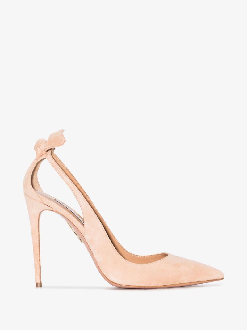 Pink Bow Tie 105 Suede Pumps