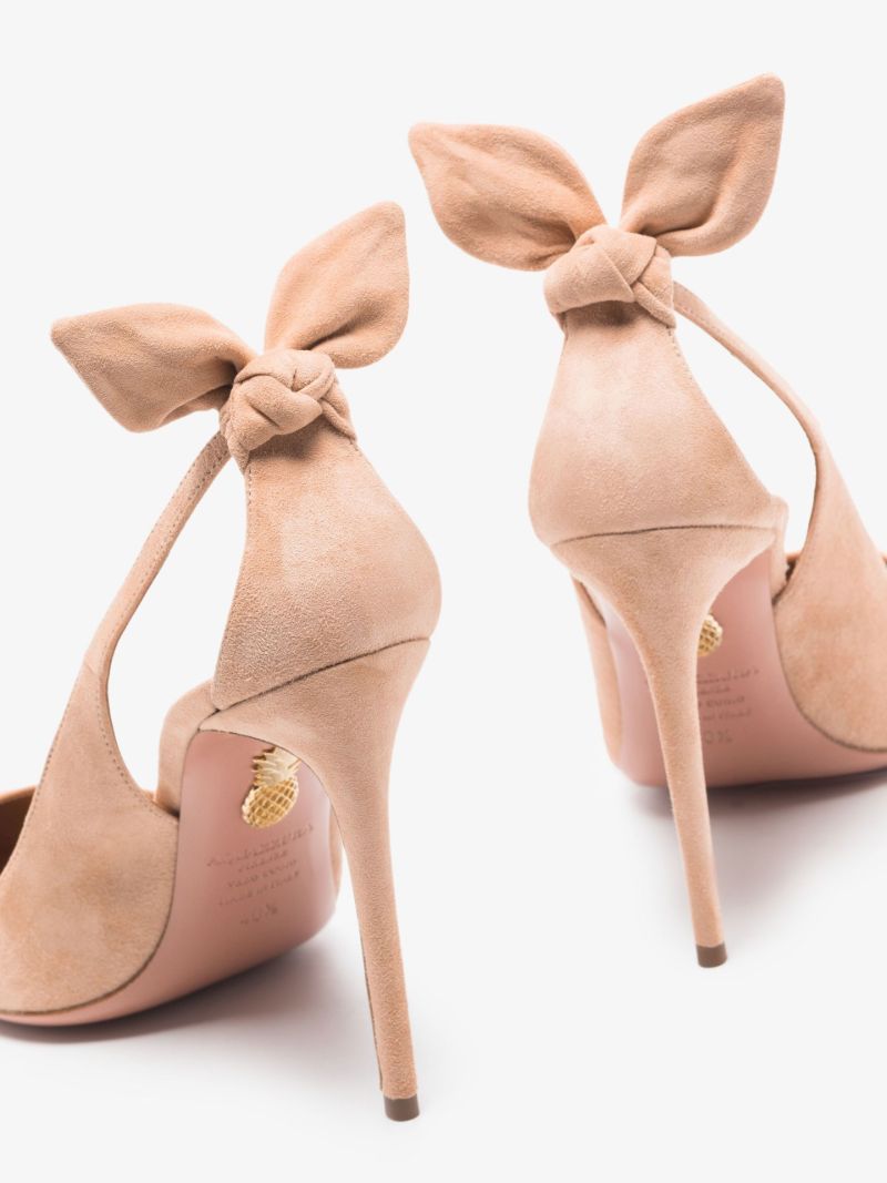 Pink Bow Tie 105 Suede Pumps