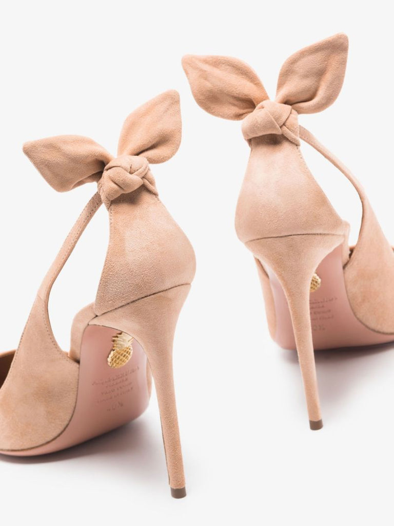 Pink Bow Tie 105 Suede Pumps