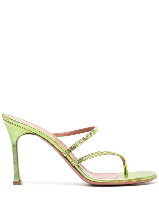 Green Ami 90 Crystal Leather Sandals