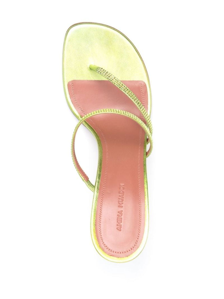 Green Ami 90 Crystal Leather Sandals