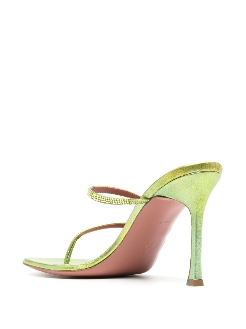 Green Ami 90 Crystal Leather Sandals