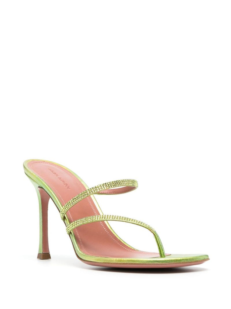 Green Ami 90 Crystal Leather Sandals