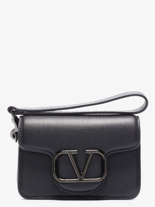 Black Vlogo Mini Pouch Leather Bag