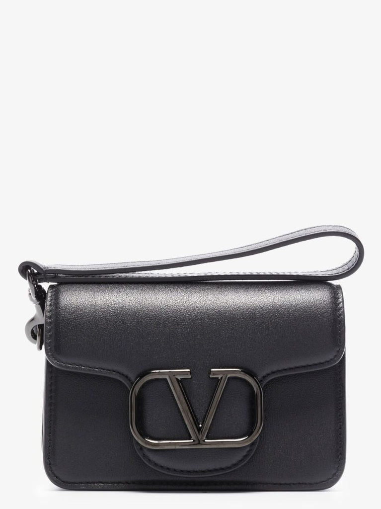 Black Vlogo Mini Pouch Leather Bag