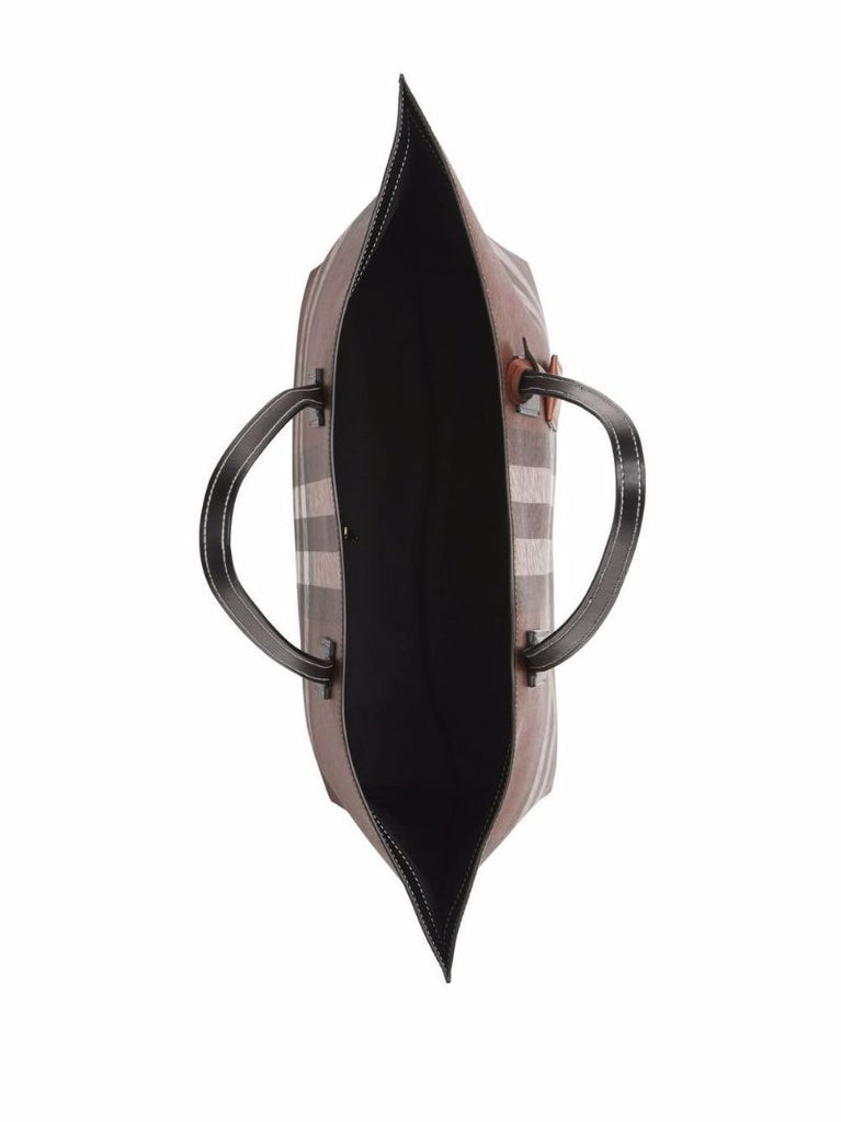 Brown Medium Check Leather Tote Bag