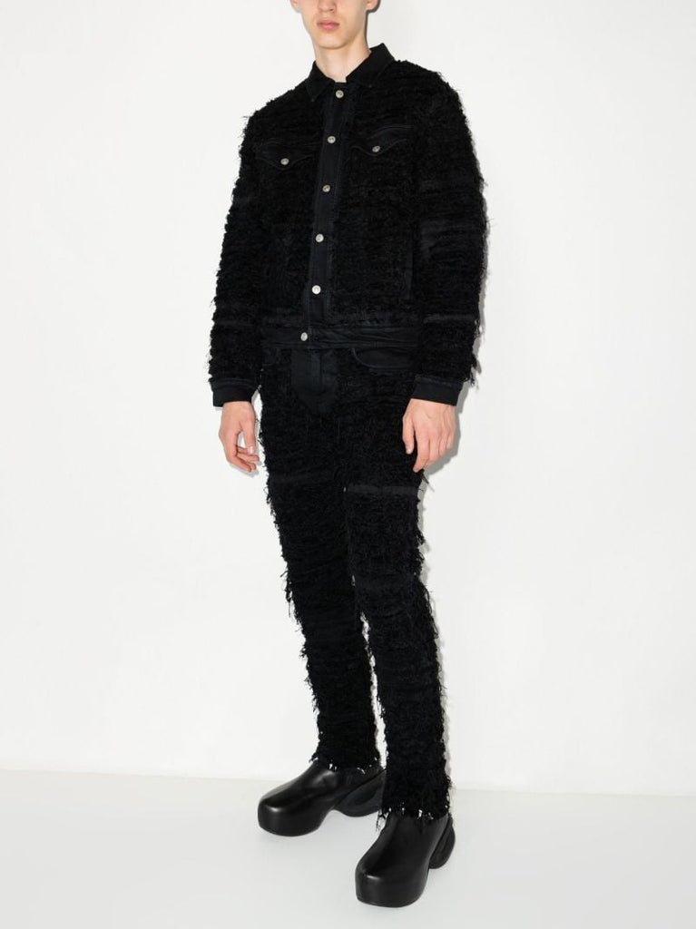 X Blackmeans Shredded Denim Jacket