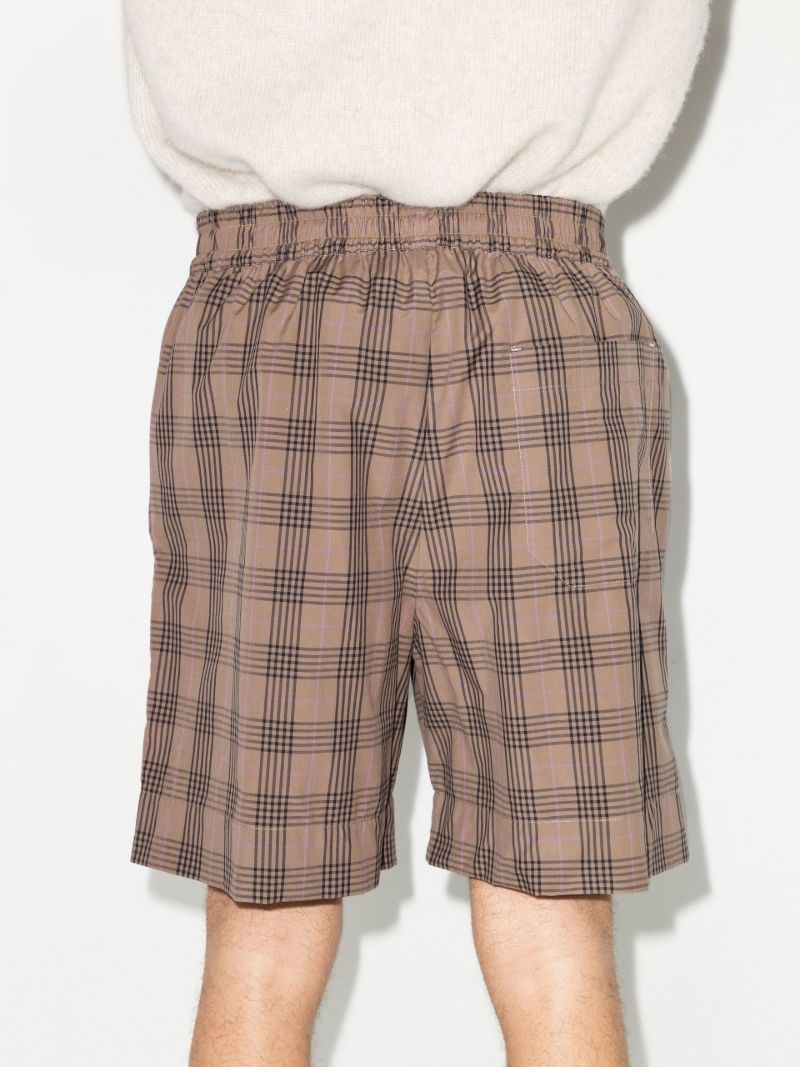 Brown Kite Check Print Cotton Bermuda Shorts