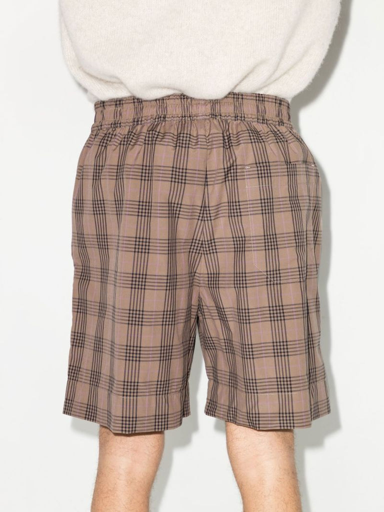 Brown Kite Check Print Cotton Bermuda Shorts