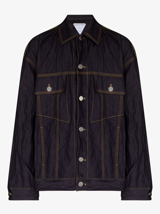 Blue Contrast Stitch Denim Jacket