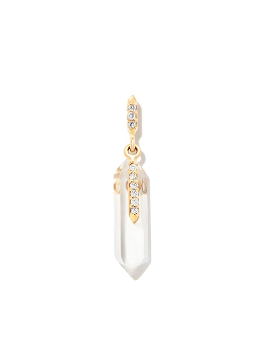9k Yellow Gold Moon No.2 Crystal and Diamond Earring