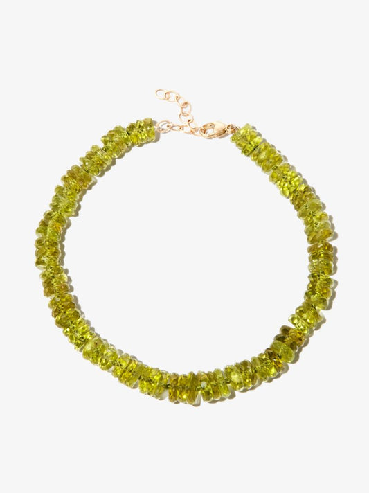 14k Yellow Gold Peridot Beaded Bracelet