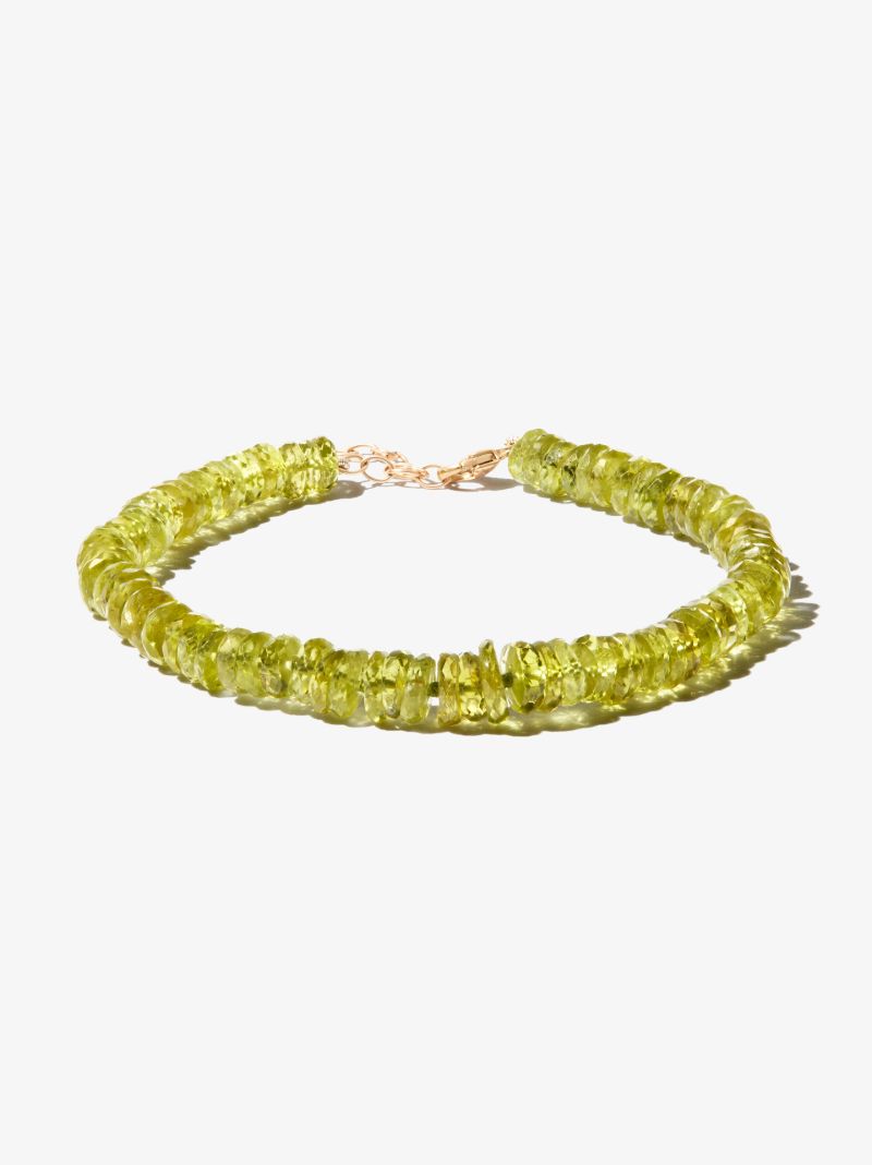 14k Yellow Gold Peridot Beaded Bracelet