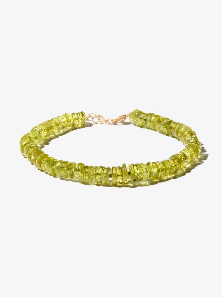 14k Yellow Gold Peridot Beaded Bracelet