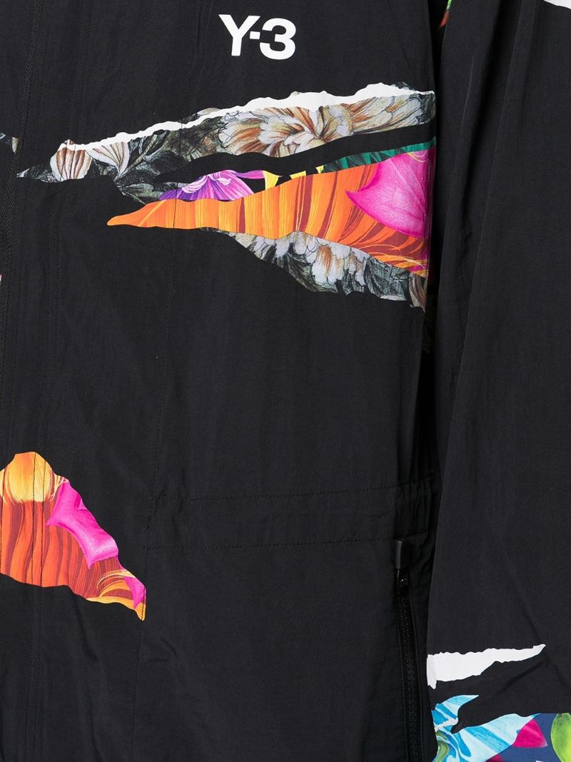 Black Aop Graphic Print Midi Coat