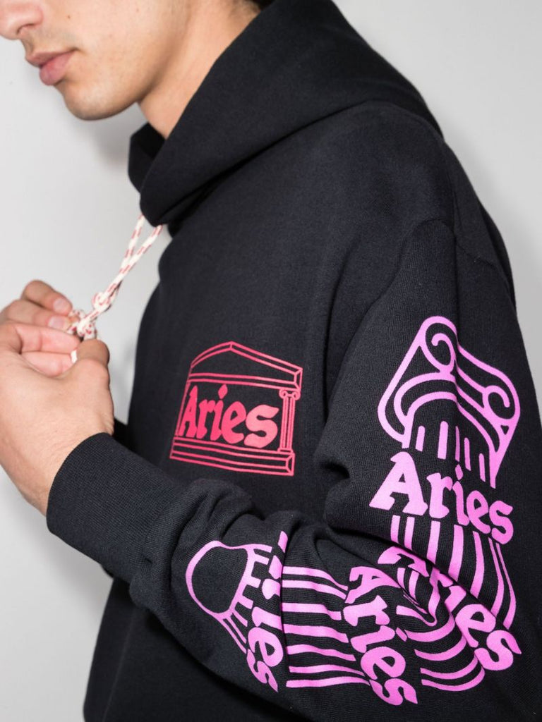 Column Logo Print Cotton Hoodie