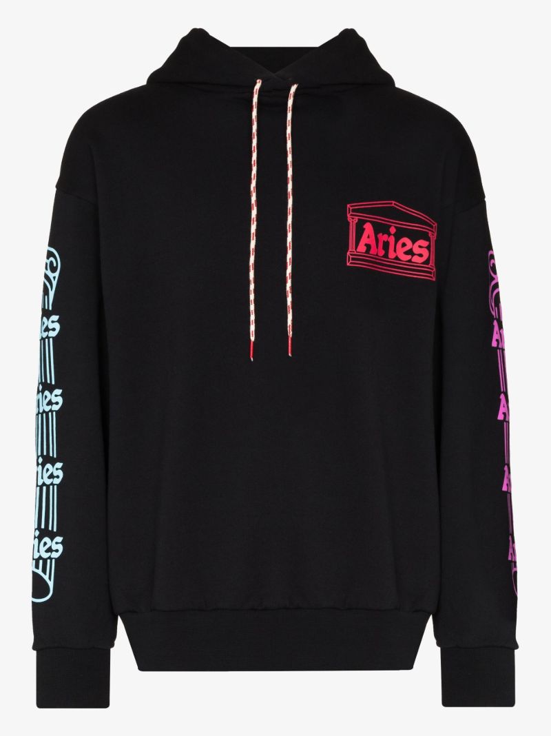 Column Logo Print Cotton Hoodie
