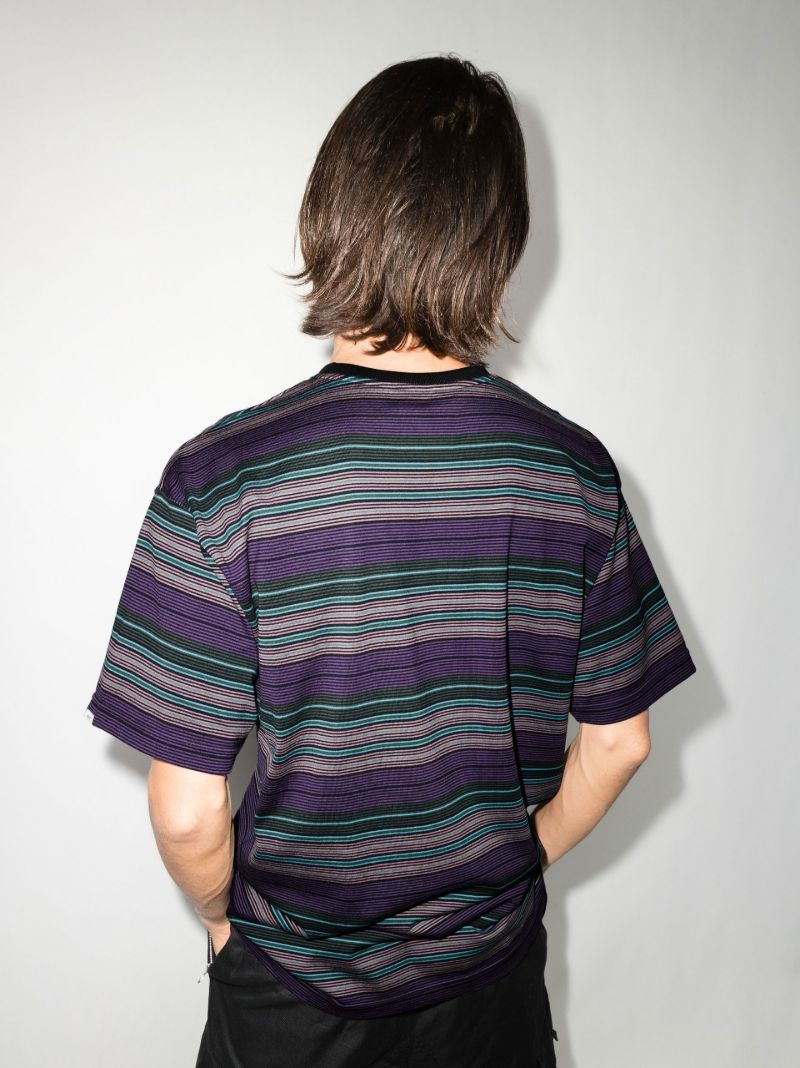 Purple Jam 02 Striped Cotton T-shirt