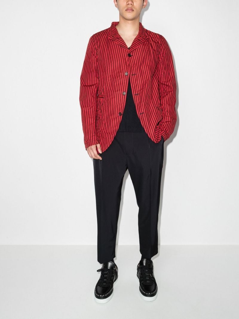 Striped Single-breasted Cotton Blazer