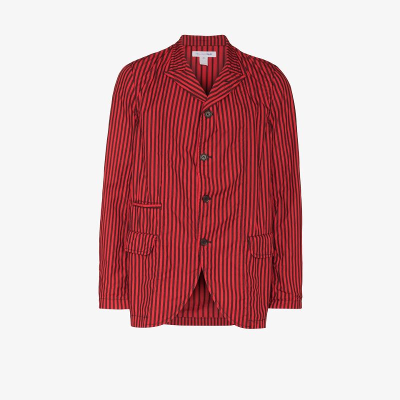 Striped Single-breasted Cotton Blazer