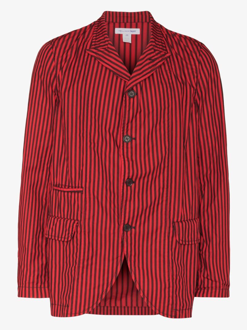 Striped Single-breasted Cotton Blazer
