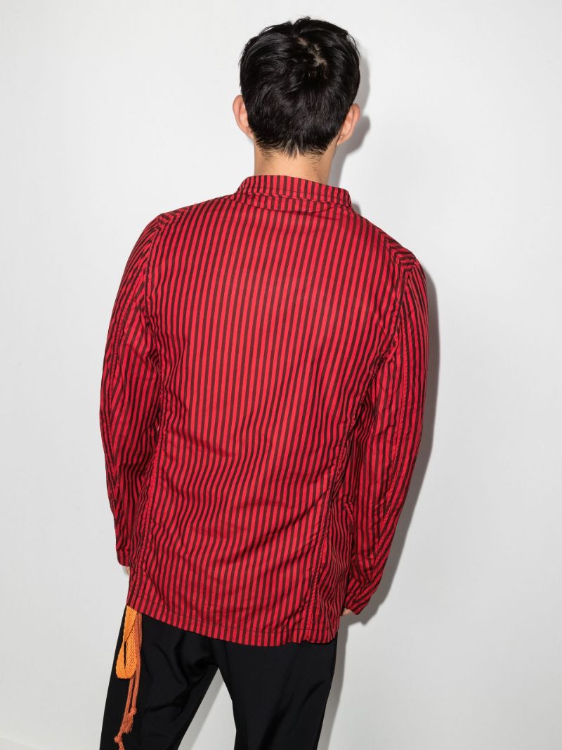 Striped Single-breasted Cotton Blazer