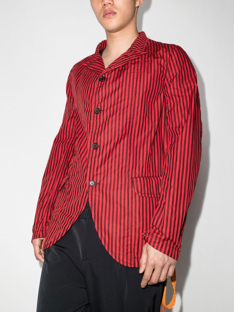 Striped Single-breasted Cotton Blazer