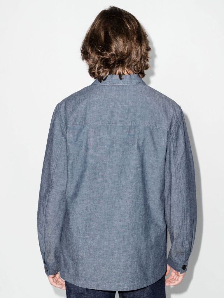 Blue Button-up Cotton Chambray Jacket