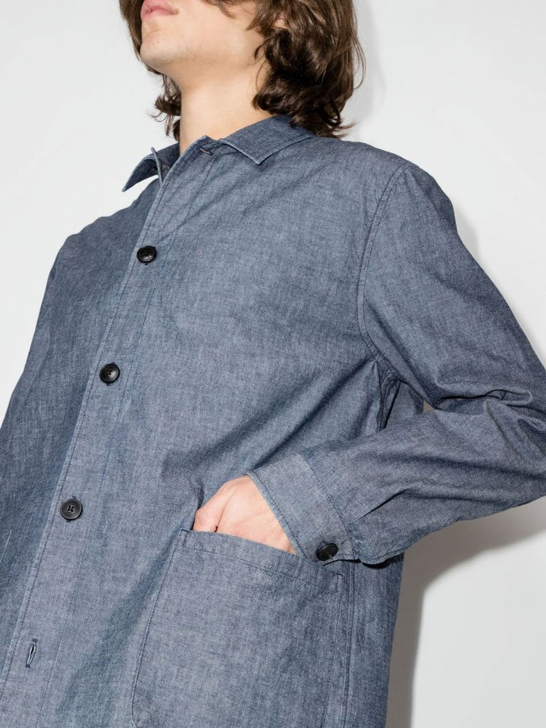 Blue Button-up Cotton Chambray Jacket