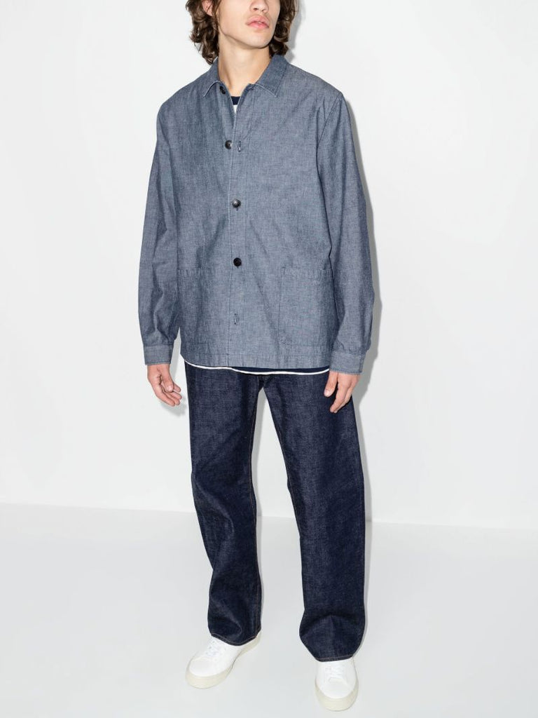 Blue Button-up Cotton Chambray Jacket