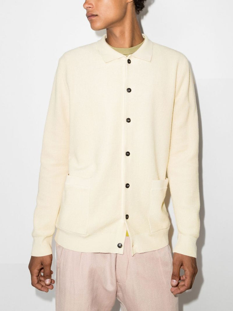 Neutral Ribbed Cotton Cardigan