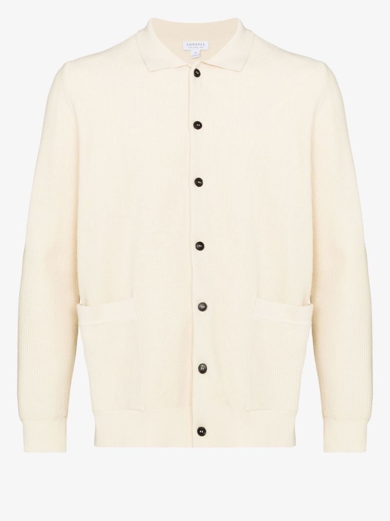 Neutral Ribbed Cotton Cardigan