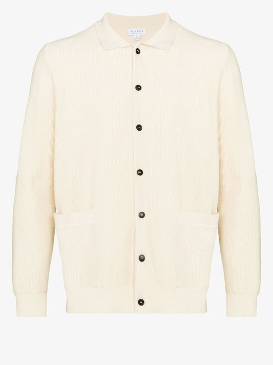 Neutral Ribbed Cotton Cardigan