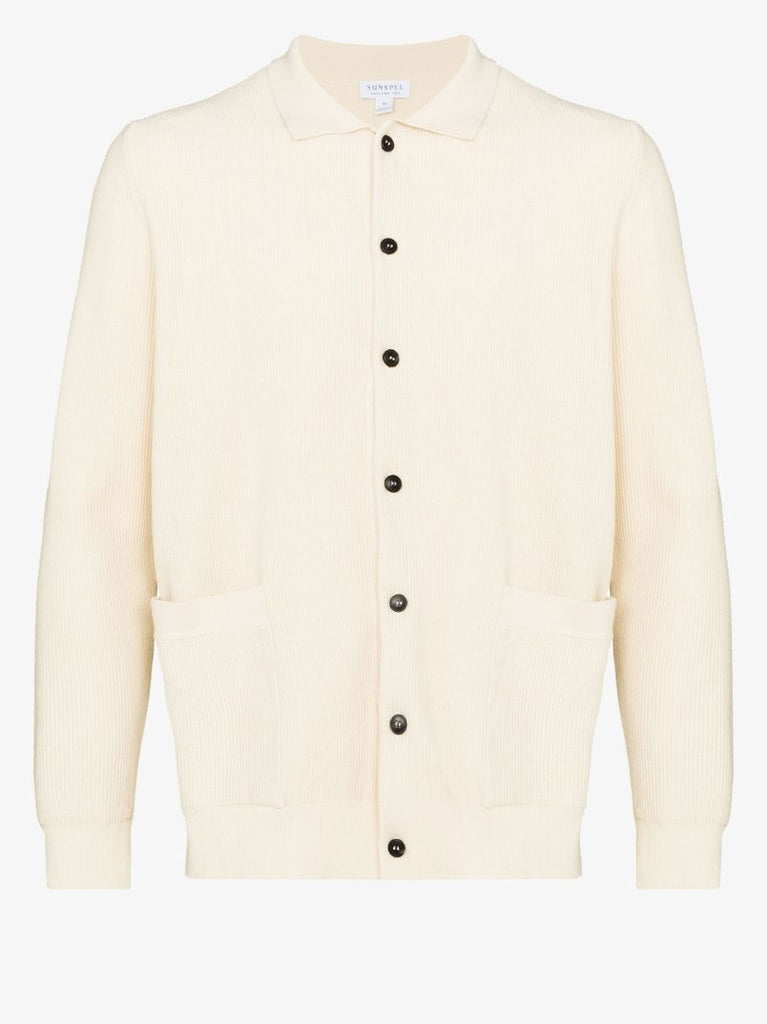 Neutral Ribbed Cotton Cardigan