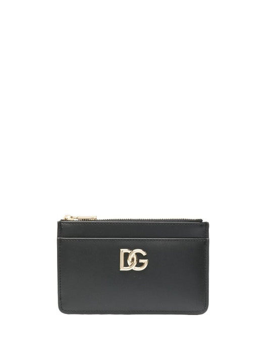 Black Logo Leather Card Holder