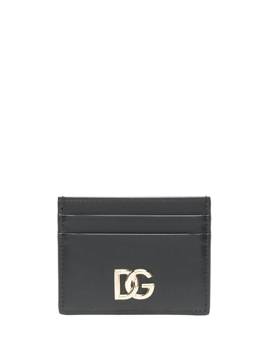 Black Leather Logo Card Holder