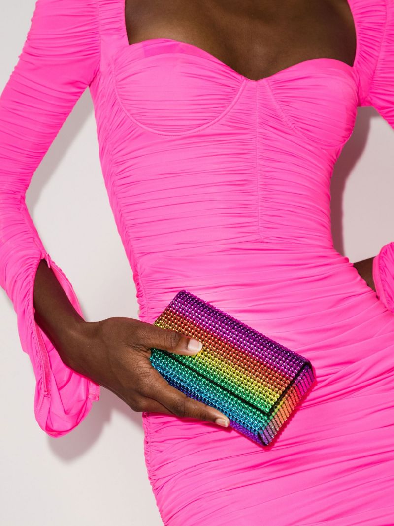 Multicolour Paloma Crystal Satin Clutch Bag