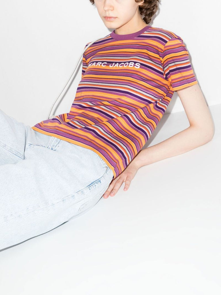 Purple the Striped Cotton T-shirt
