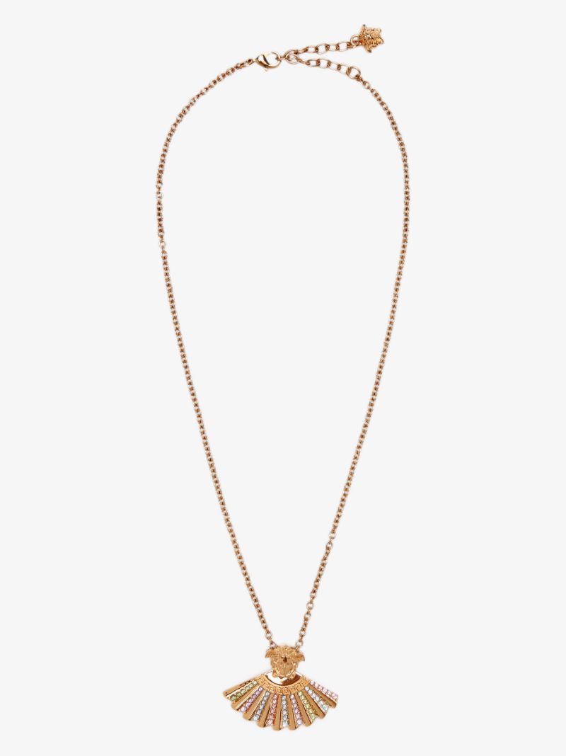 Gold Tone I Ventagli Medusa Crystal Embellished Necklace