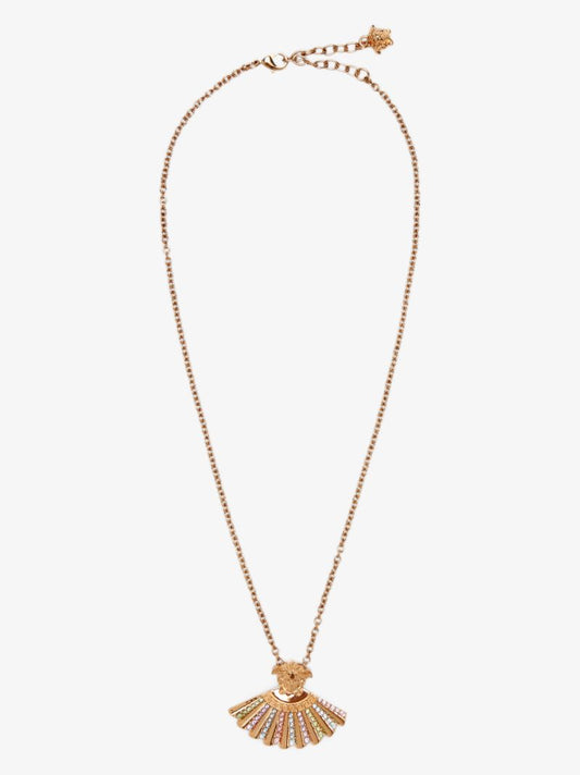 Gold Tone I Ventagli Medusa Crystal Embellished Necklace