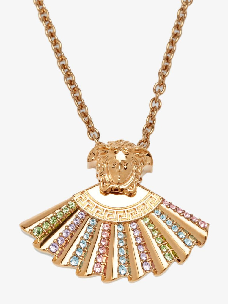 Gold Tone I Ventagli Medusa Crystal Embellished Necklace