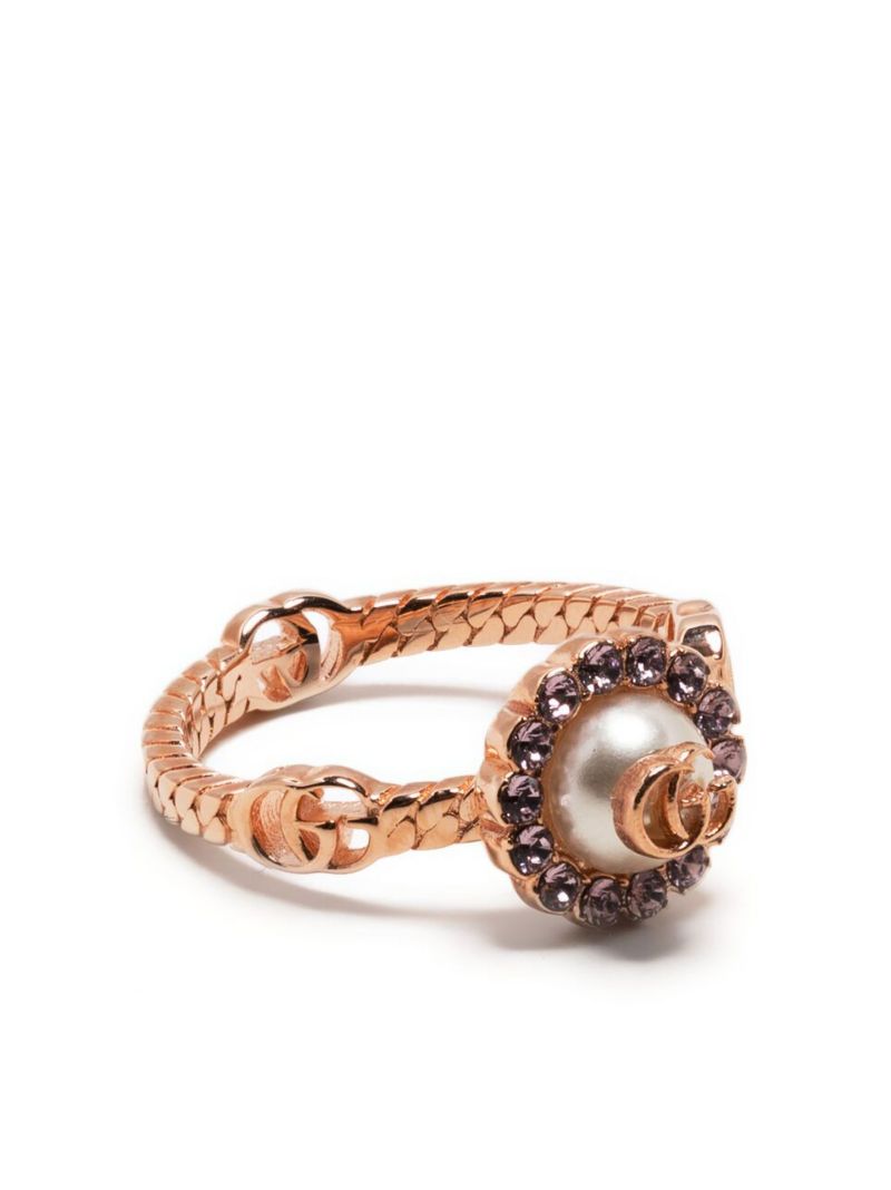 Rose Gold Double G-logo Flower Ring