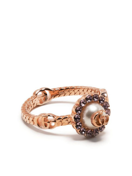 Rose Gold Double G-logo Flower Ring