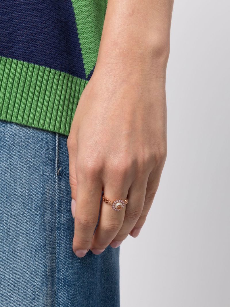 Rose Gold Double G-logo Flower Ring