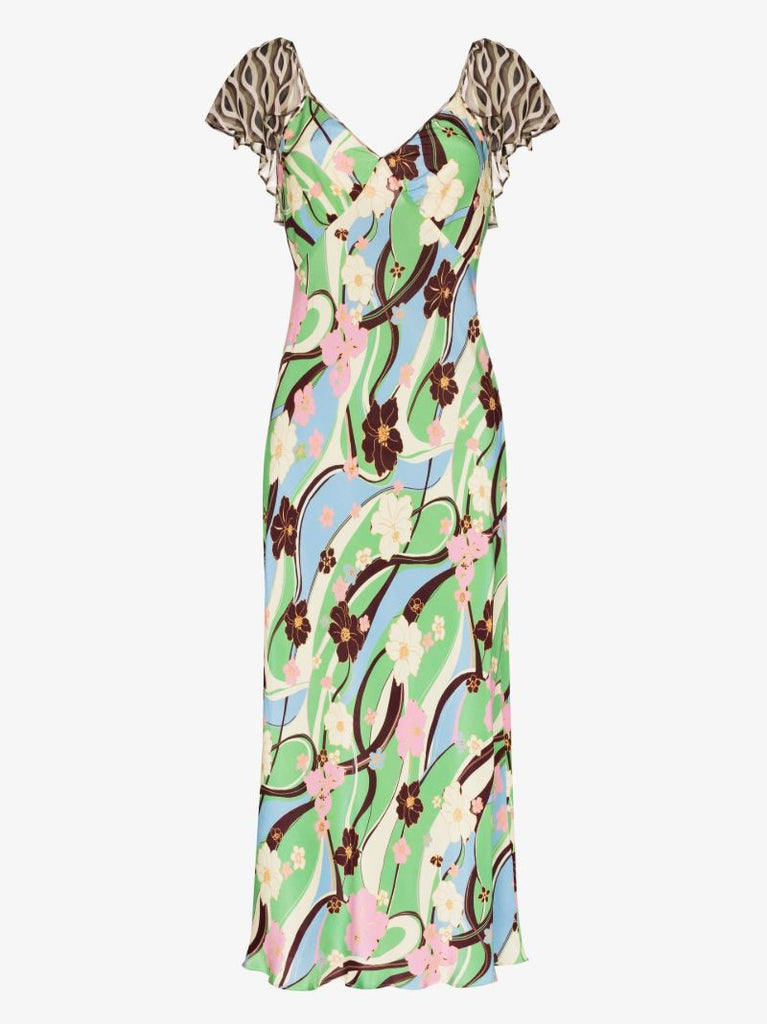 Effie Printed Silk Midi Dress
